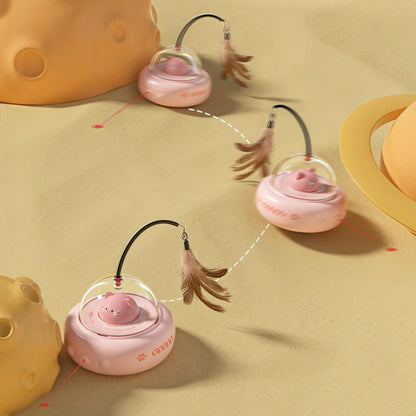 Meowtron UFO Cat Teaser: Smart Laser & Feather Auto Toy