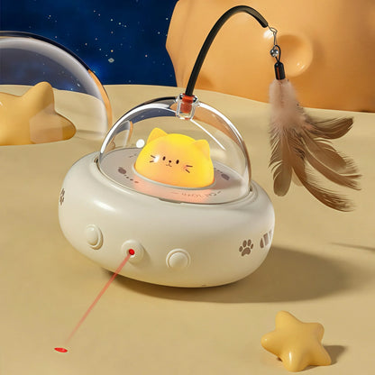 Meowtron UFO Cat Teaser: Smart Laser & Feather Auto Toy